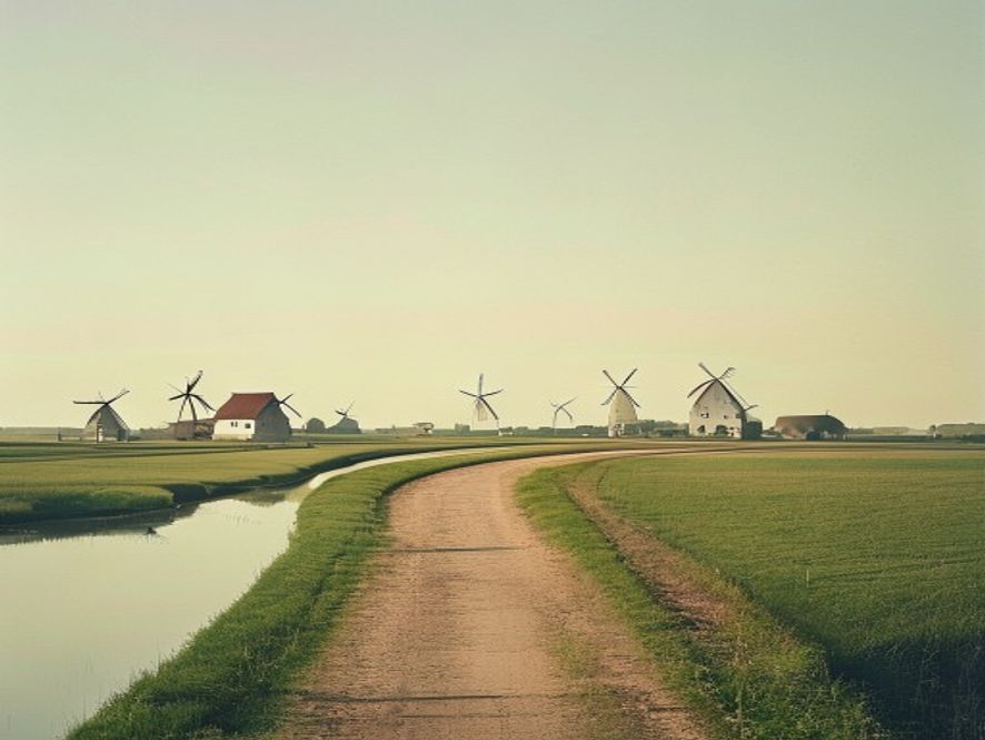 Groep fietsenthusiaste fietsers op een zonnige landweg in Nederland